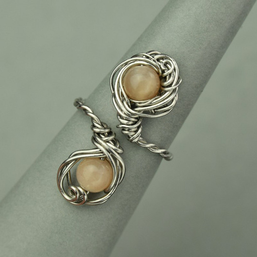 pierścionki - różne Pierścionek regulowany kamień słoneczny wire wrapping