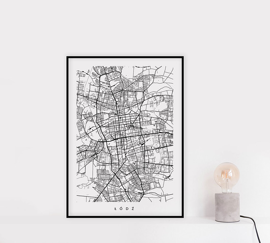 ŁÓDŹ - Kraków - mapa miasta PLAKATY GEOMETRYCZNE