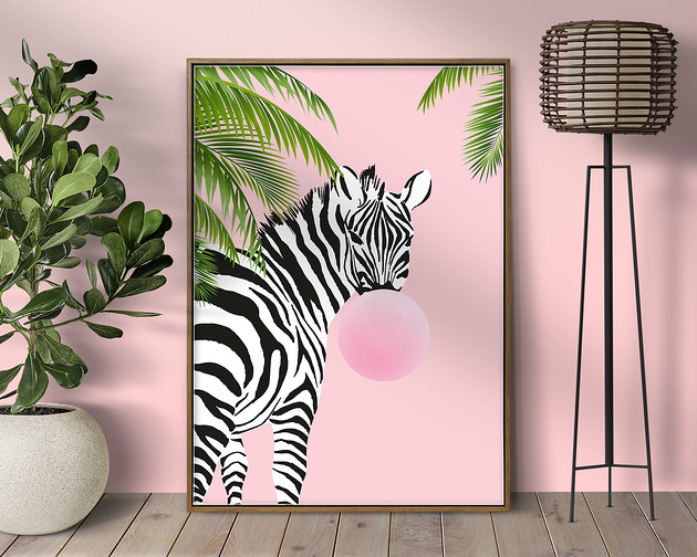 plakaty Plakat Zebra z Bąbelkowym Sekretem