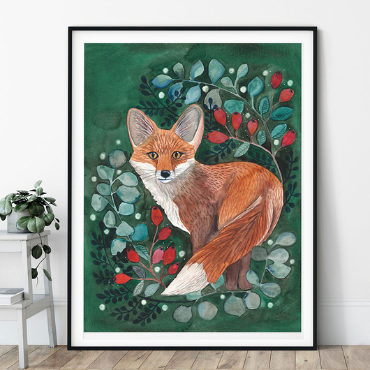 plakaty Wild Fox ilustracja drukowana