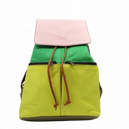 plecaki Plecak skórzany pojemny kieszenie wygodny kolorowy zero waste OLIVKA