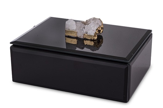 pojemniki na biżuterię Szkatułka szklana na biżuterię 16x12x6 cm DEKOR AGAT czarna