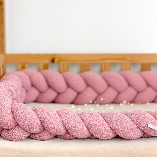 akcesoria do łóżeczek Warkocz do łóżeczka 3 pasma - boucle różowy