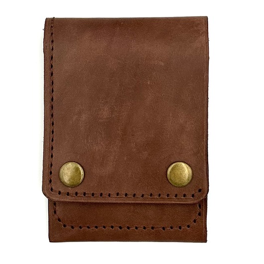 portfele damskie Ciemno-brązowy portfel skórzany ręcznie uszyty na karty.