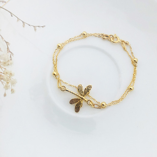 Bransoletka z  ważką na nogę ,  złota ważka Anemon Atelier