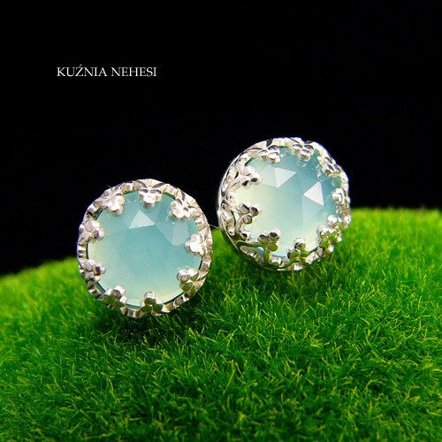 bransoletki wire wrapping Kolczyki Sztyfty – Lea – Chalcedon Srebro