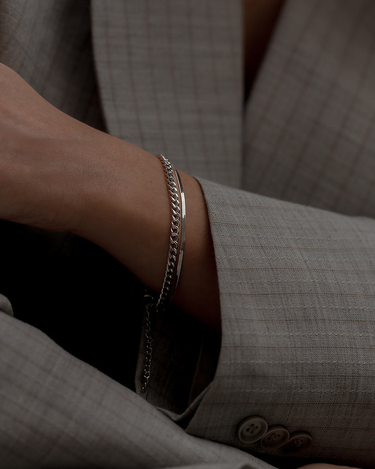 bransoletki srebrne Srebrna podwójna bransoletka ze stali chirurgicznej