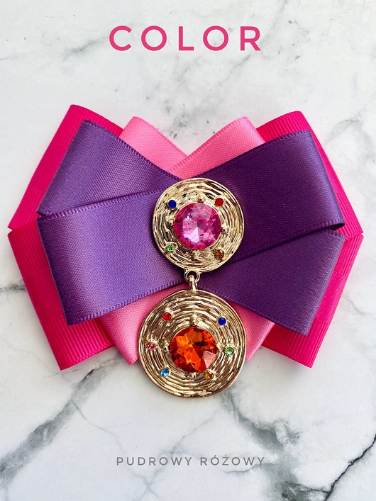 broszki Brosza z Kolekcji COLOR z kryształami zatopionymi w złotych okręgach