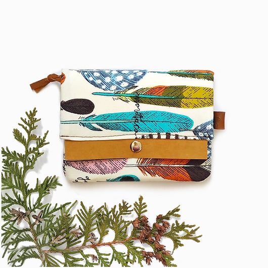 portfele damskie Portfel Boho Mini - Piórka