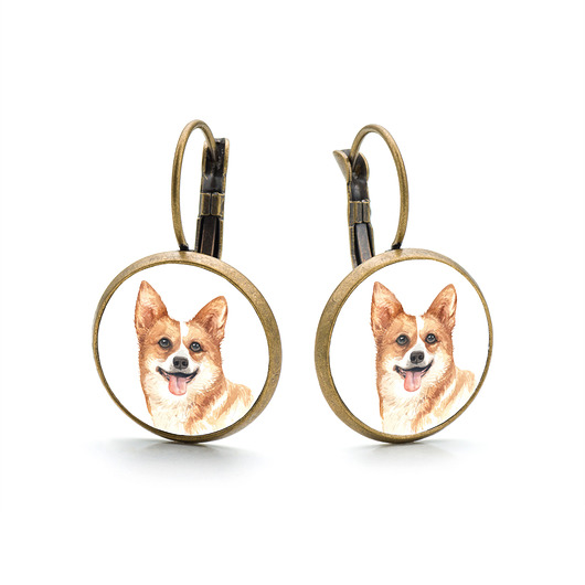 kolczyki - inne Kolczyki wiszące WELSH CORGI rasowy pies