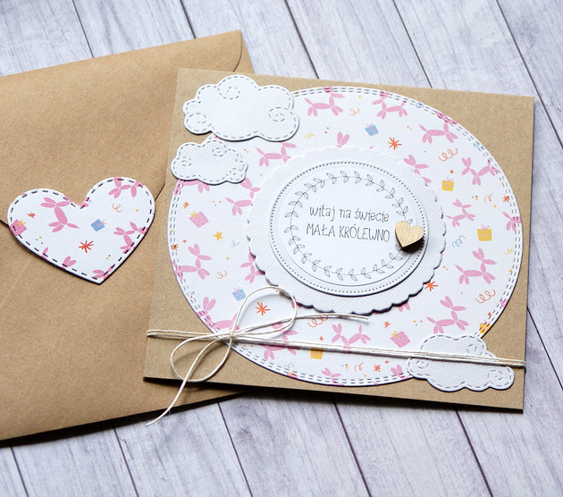kartki scrapbooking Z okazji narodzin DZIEWCZYNKI