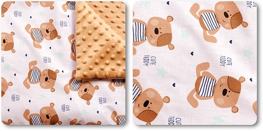 KOMPLET_kocyk + poduszka_MINKY_MISIE TEDDY MOJAMAJA