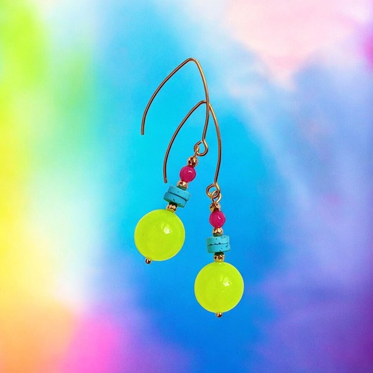 kolczyki z kamieniami Kolczyki : FLUO summer collection :: duże kule