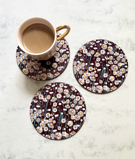 podkładki do kuchni Podkładki pod kubek- Daisy- Stokrotki