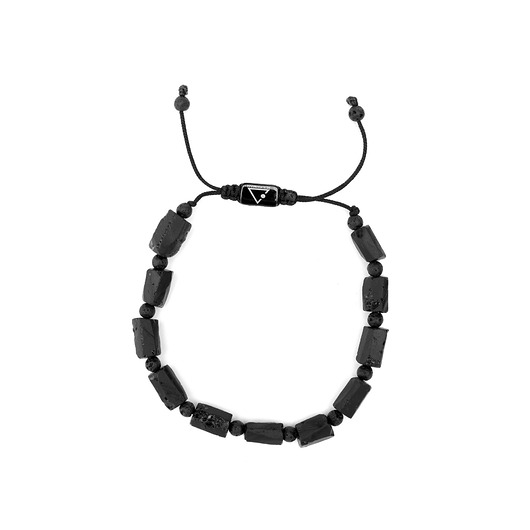 biżuteria męska Męska bransoletka Czarny Turmalin i Lawa na sznurku