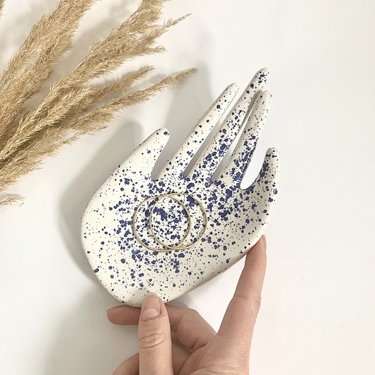 Ceramiczna Dłoń Niebieskie Ciapki Maison Fragile
