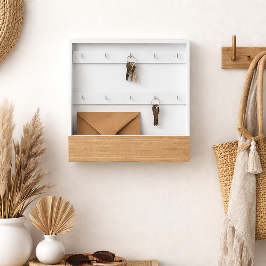 skrzynki, kufry i pudła Duża otwarta skrzynka na klucze, 10 haczyków, prezent na nowy dom