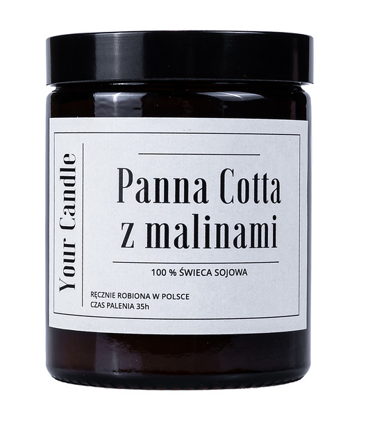 świece zapachowe ŚWIECA SOJOWA PANNA COTTA Z MALINAMI 180ml- Your Candle