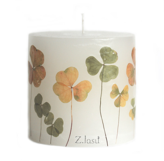 świeczniki i świece Świeca dekoracyjna lampion z koniczyną