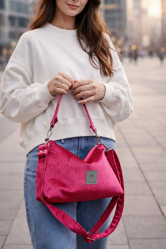 torby na ramię Mini torebka z weluru Frida Malinowa Czerwień