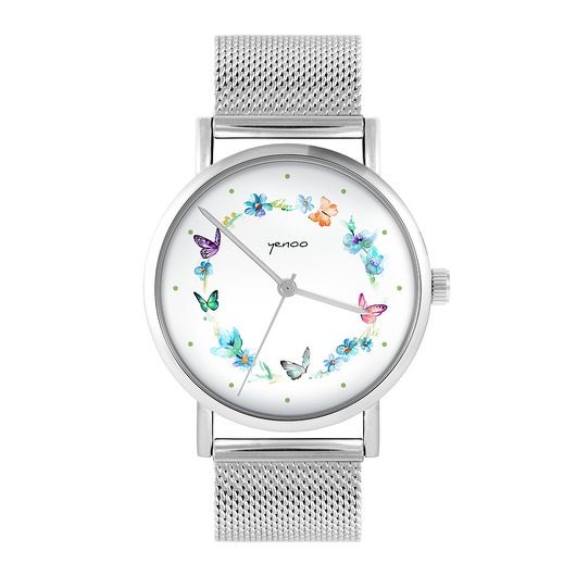 zegarki damskie Zegarek - Kolorowy wianek - bransoleta mesh