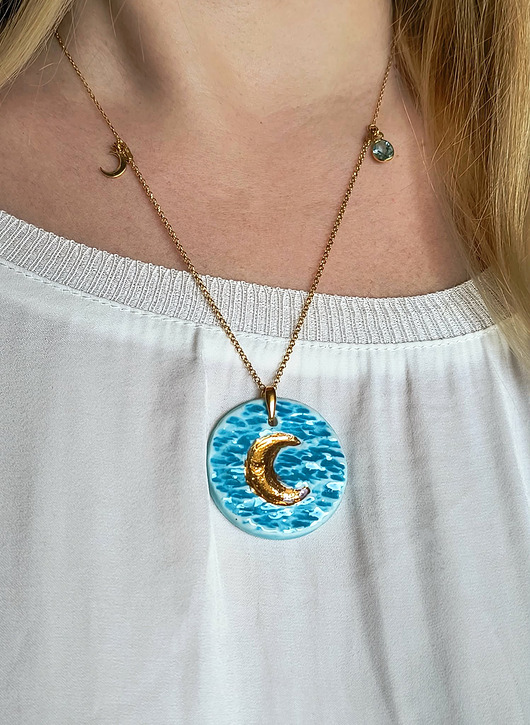 złote naszyjniki Naszyjnik pozłacany Księżyc Nad Oceanem Topazem Kolekcja Parian