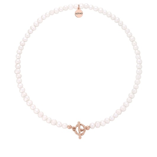 złote naszyjniki Naszyjnik z pereł naturalnych z ozdobnym zapięciem z różowego złota