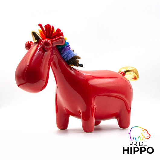 figurki i rzeźby Jednorożec tęczowy pride ceramiczny czerwony