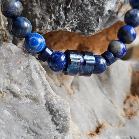 biżuteria męska Tytan i Lapis Lazuli bransoletka dla odważnych mężczyzn