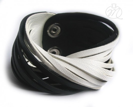 Bransoletka skórzana black & white TWISTed Mikashka