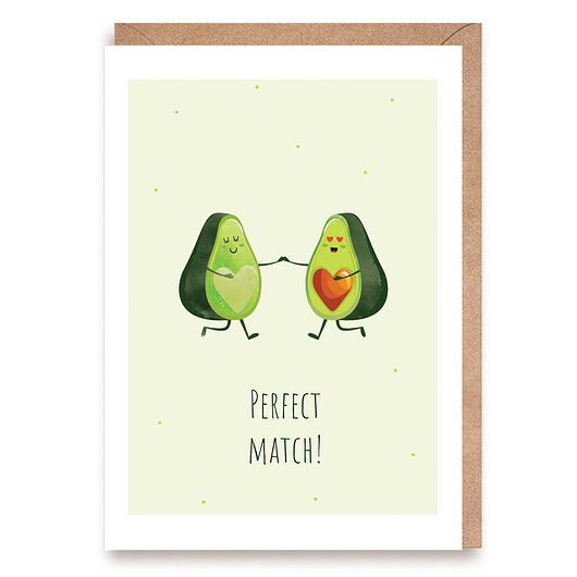 kartki okolicznościowe - wydruki Kartka walentynkowa Awokado Perfect Match 