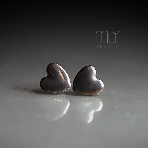 kolczyki ceramiczne Mini Serca 7mm/stal chirurgiczna
