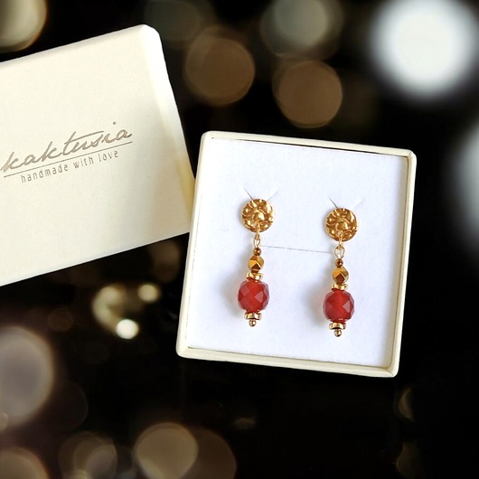 kolczyki z kamieniami Karneol : kolczyki krótkie : ozdobne sztyfty