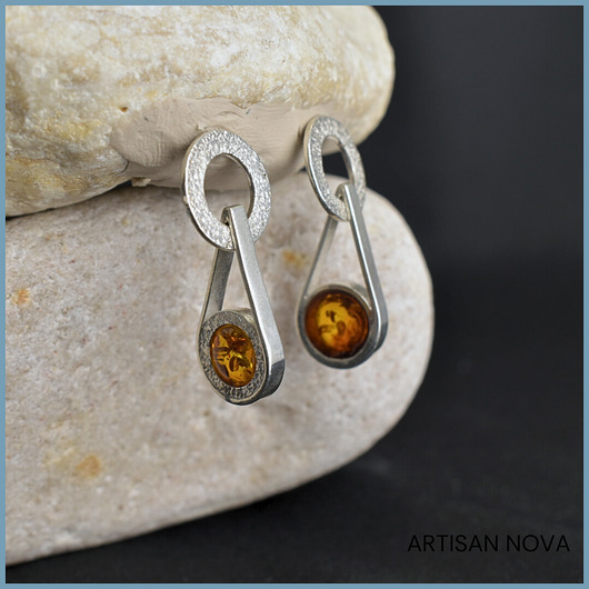 kolczyki srebrne SUNNY AMBER 