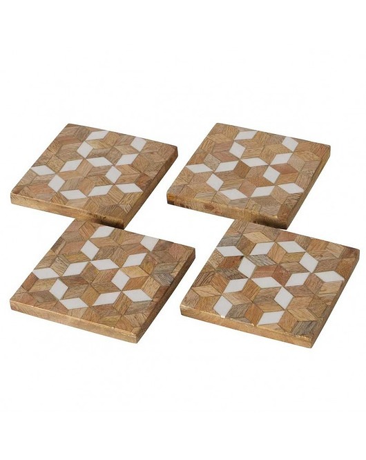 podkładki do kuchni Podkładka Drewniana na Stół 4 szt. Komplet Podkładek Wood