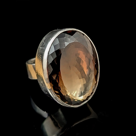 pierścionki srebrne Pierścionek królewski kwarc dymny