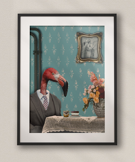 plakaty Plakat Flaming - Kolaż Fine Art - Dekoracja Ścienna Do Salonu