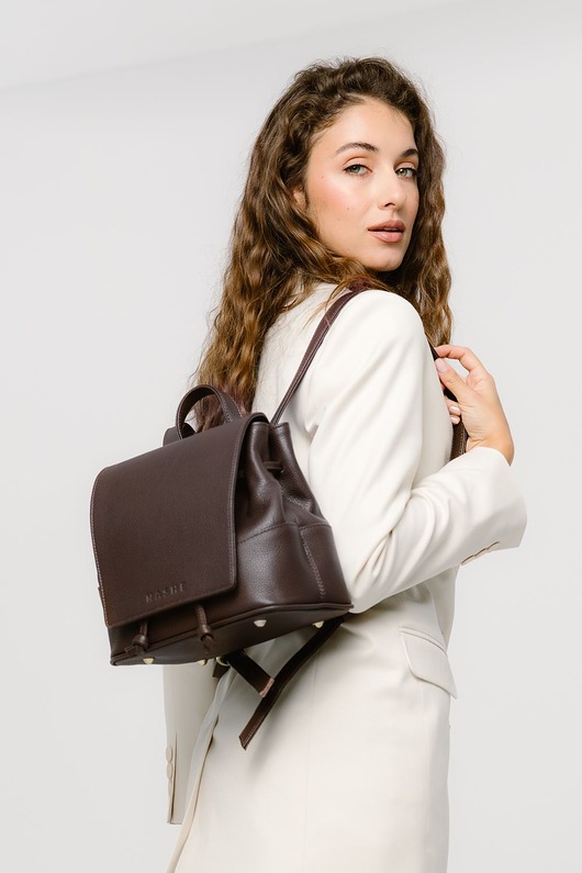 plecaki Back up bag - skórzany plecak damski - czekolada