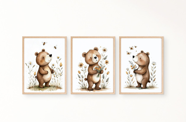 obrazy i plakaty do pokoju dziecięcego PLAKATY POKOJ DZIECKA miś na łące obrazki pokój dziecka
