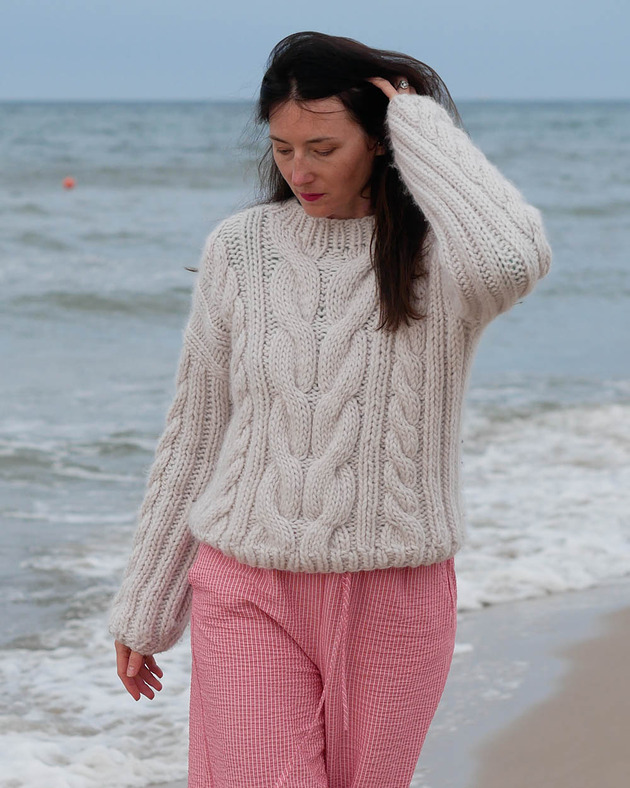 swetry damskie  100% Merino sweter WARKOCZOWY  na drutach