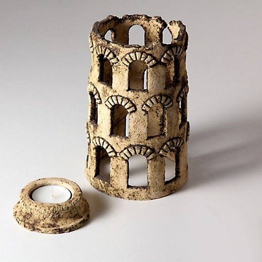 świeczniki i świece Ceramiczny lampion wieża arkadowa