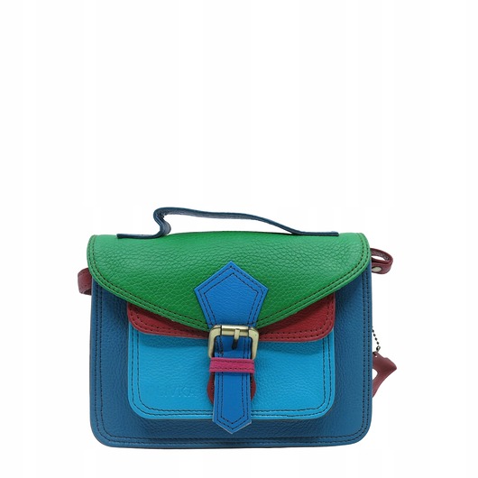 torby na ramię Torebka damska skórzana listonoszka kolorowa rączka regulowany pasek OLIVKA