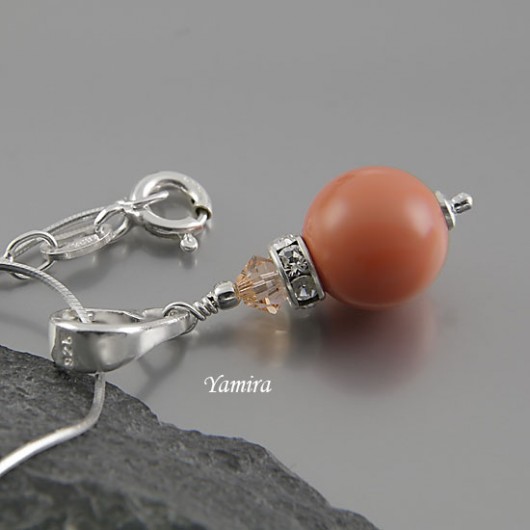 kryształ Swarovski Coral pearl exclusive - wisior yamira
