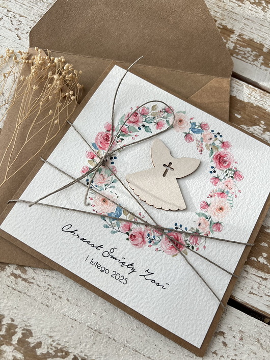 kartki, zaproszenia na chrzest Wyjątkowa personalizowana kartka na chrzest - pomysł na prezent - pamiątka ch