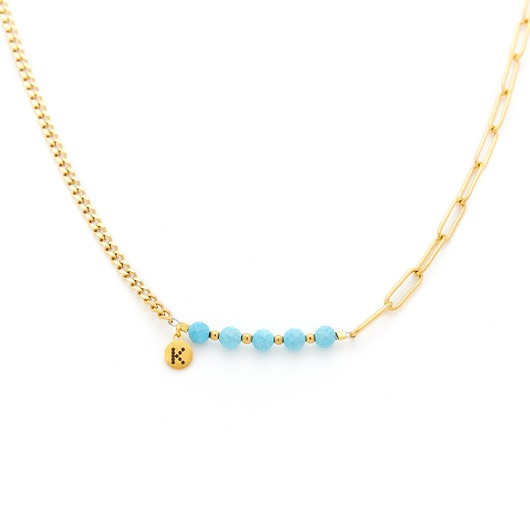 naszyjniki - inne Bestseller! Naszyjnik z Amazonitem Pozłacana stal szlachetna