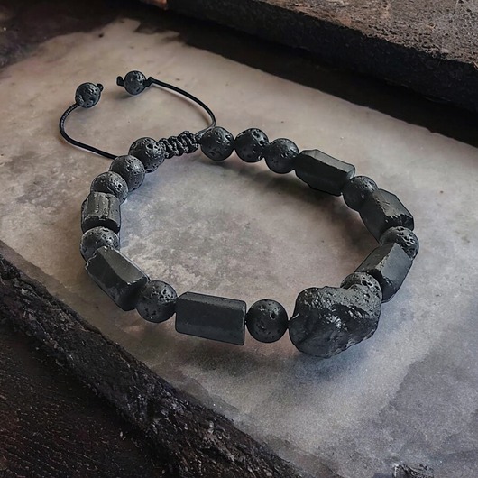 biżuteria męska PREMIUM : METEORYT, turmalin, lawa : UNIKAT