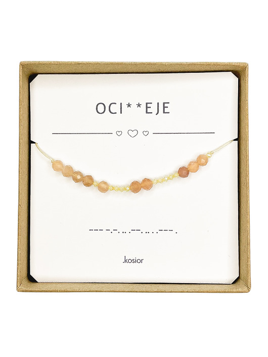 bransoletki na sznurku Bransoletka z alfabetem Morse Kamień słoneczny i Kwarc żółty