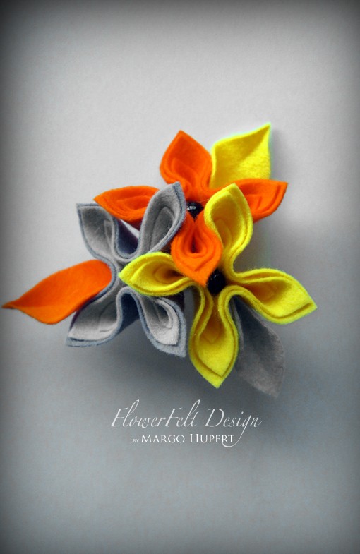 pomarańczowa z żółtym i szarym FlowerFelt Design