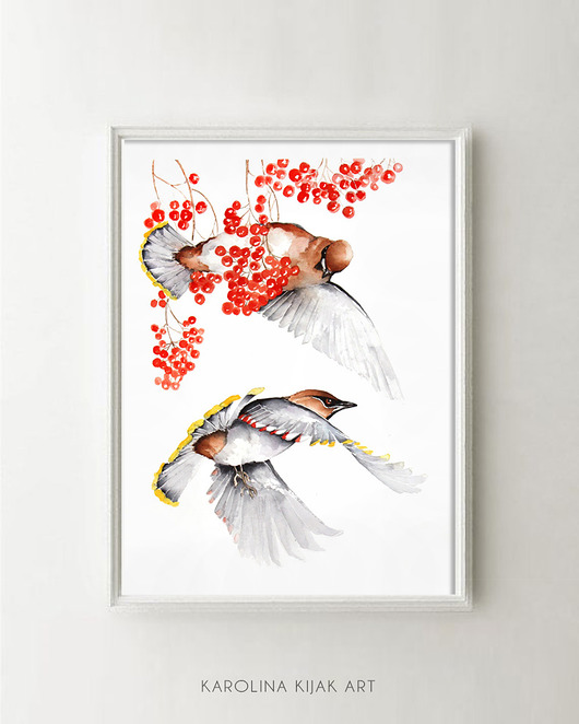 Jemiołuszki - plakat, reprodukcja 40x50cm Karolina Kijak