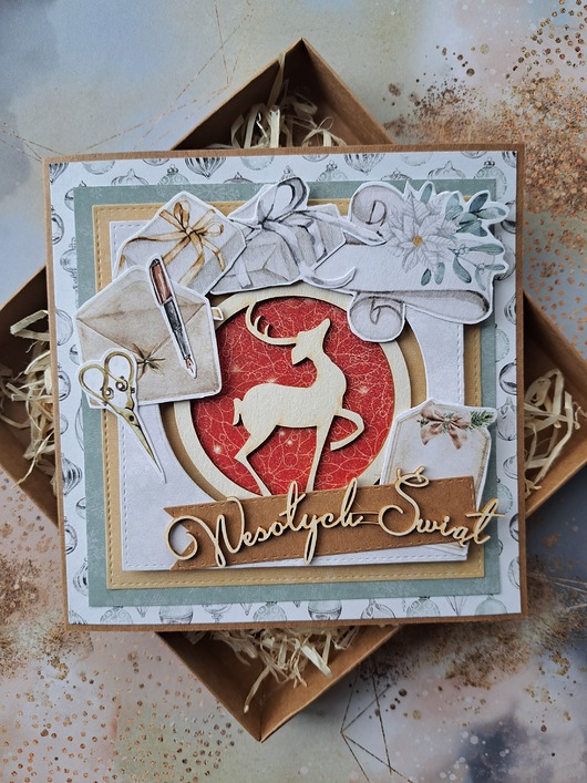 kartki scrapbooking Kartka świąteczna/ kartka na Boże Narodzenie (pudełko)